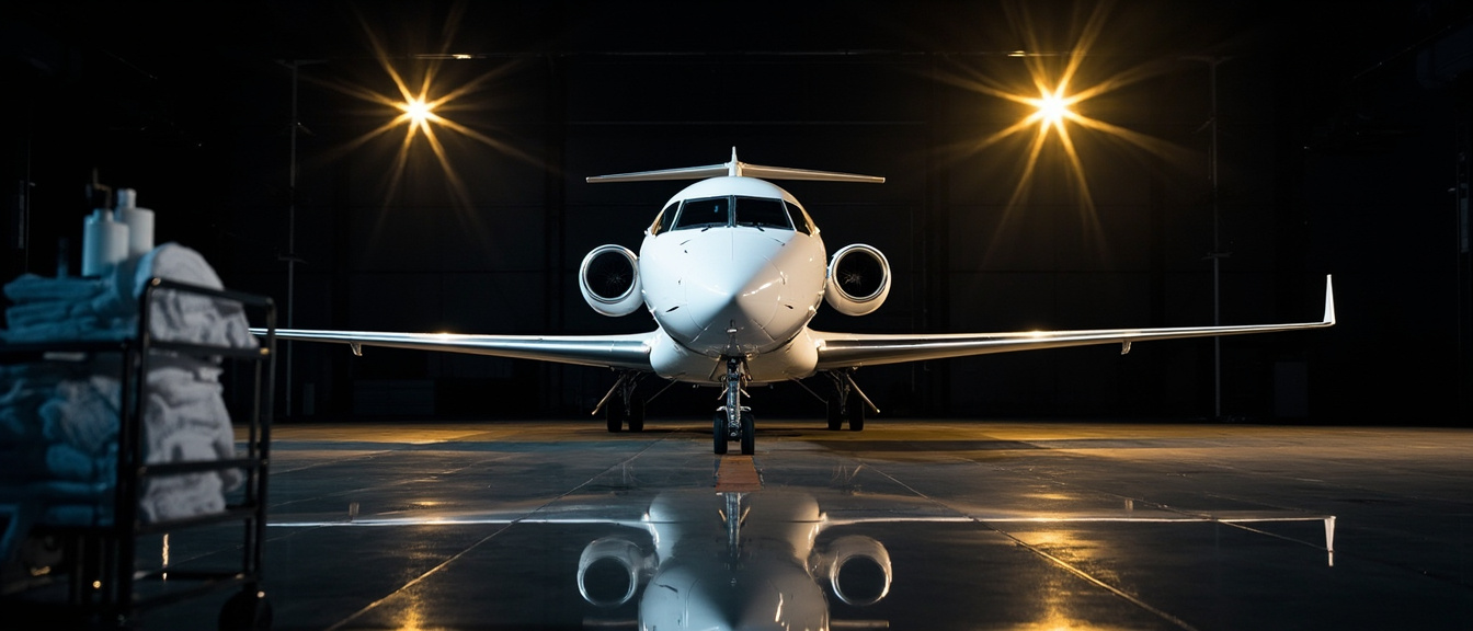 Hangar bay with private jet